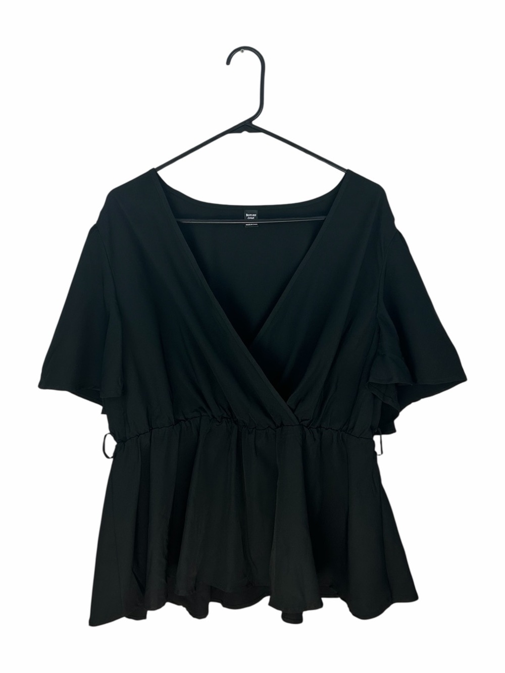 Boture Curve Women’s Peplum Top Black Wrap Front Plus Size 2XL